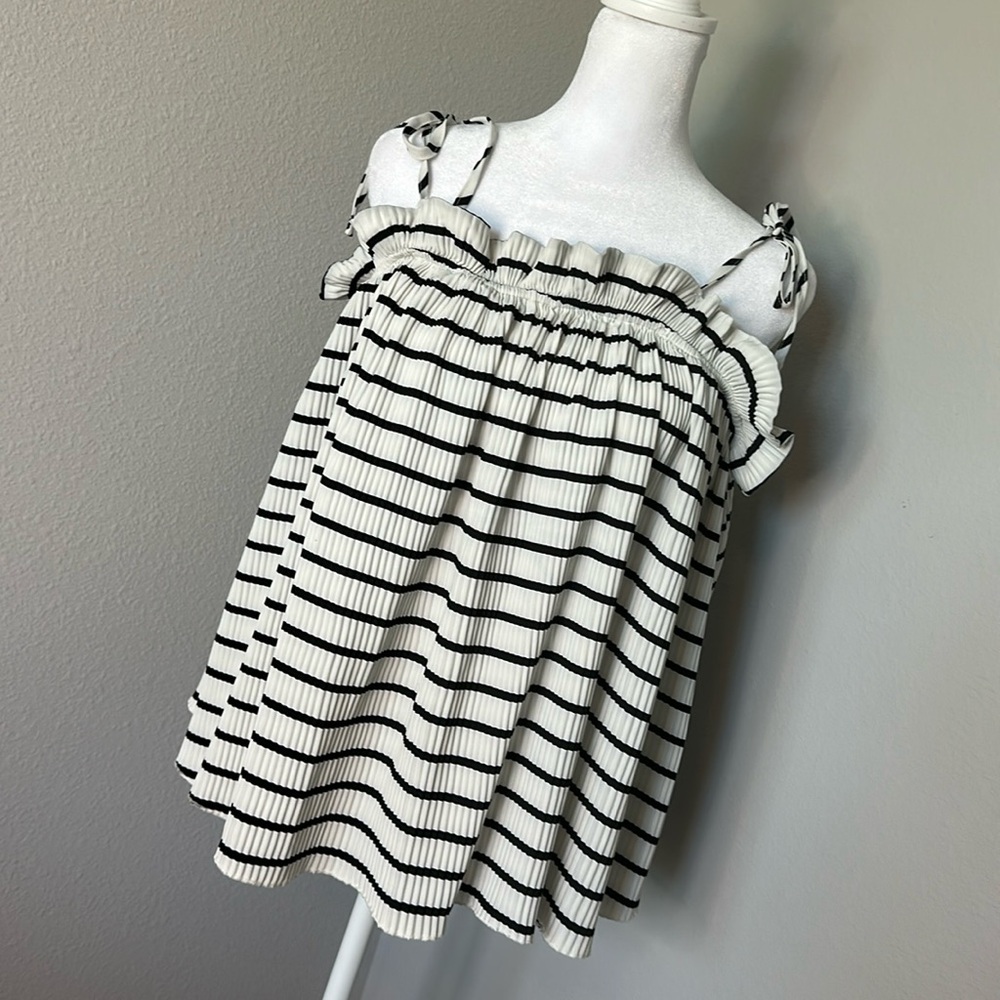 Pink Lily Black and White Striped Top Size S